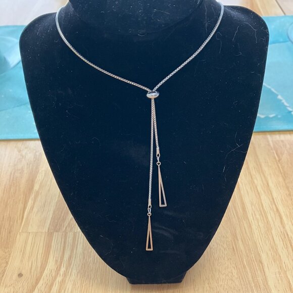 Silver Lariat with Sliding Length Adjuster  EUC - Picture 5 of 8